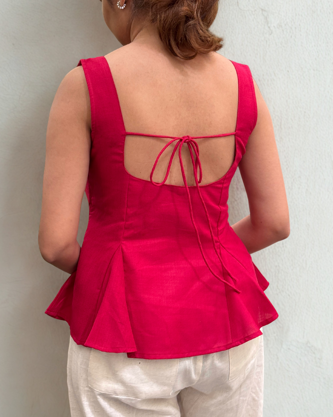 Bellini Peplum Top in Red