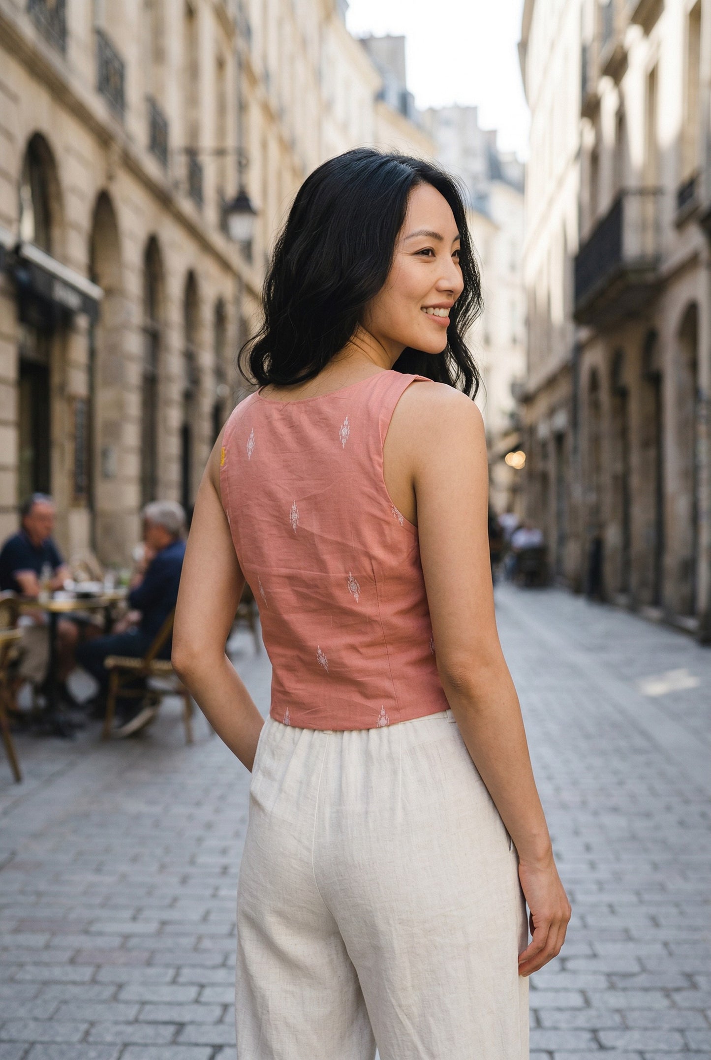 Peach Scoop Neck Top