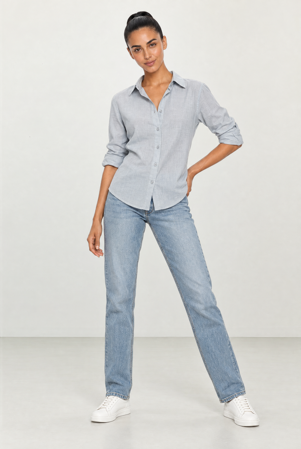 Tara Linen Shirt in Baby Blue