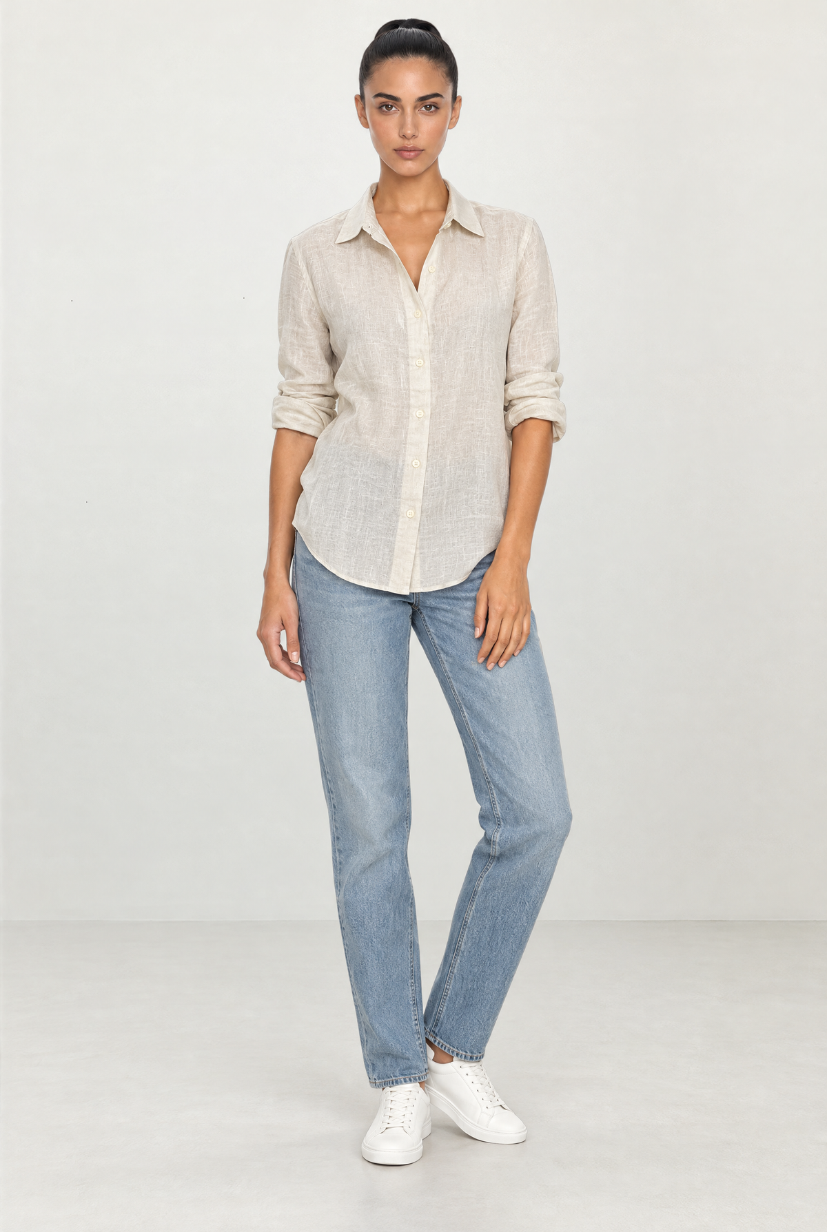 Tara Linen Shirt in Beige