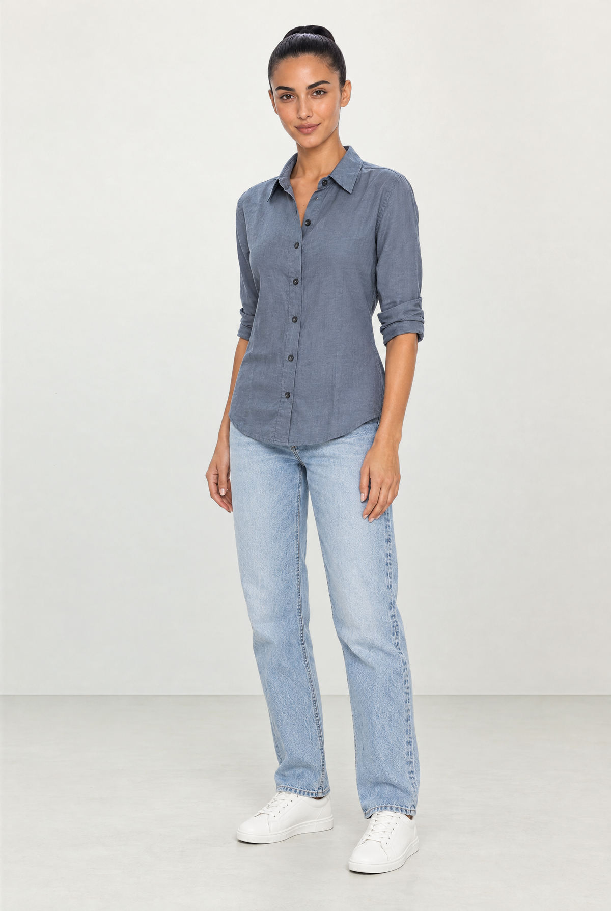 Tara Linen Shirt in Dark Blue