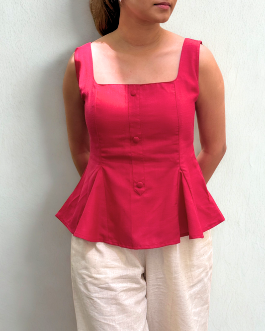 Bellini Peplum Top in Red