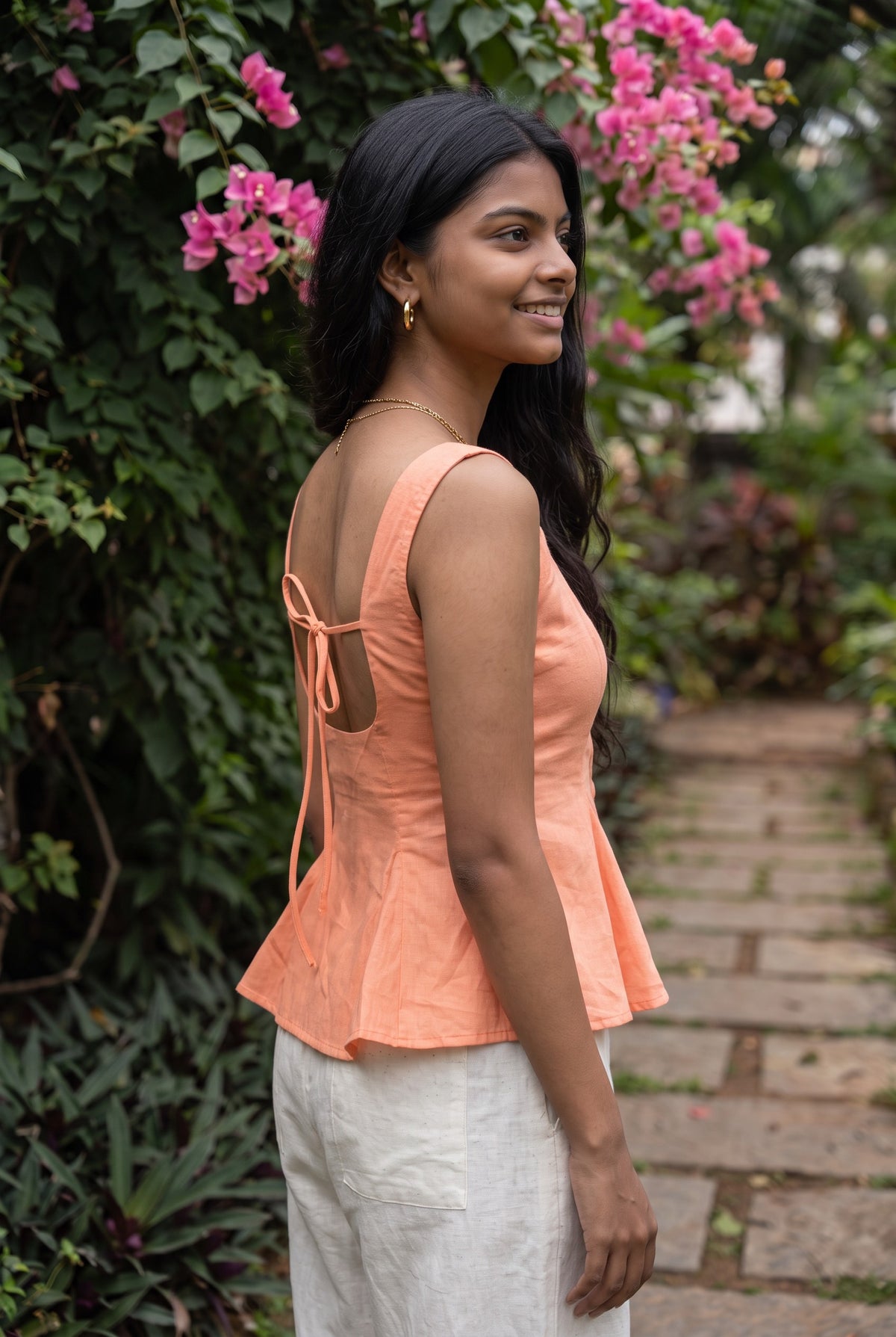 Bellini Peplum Top in Peach