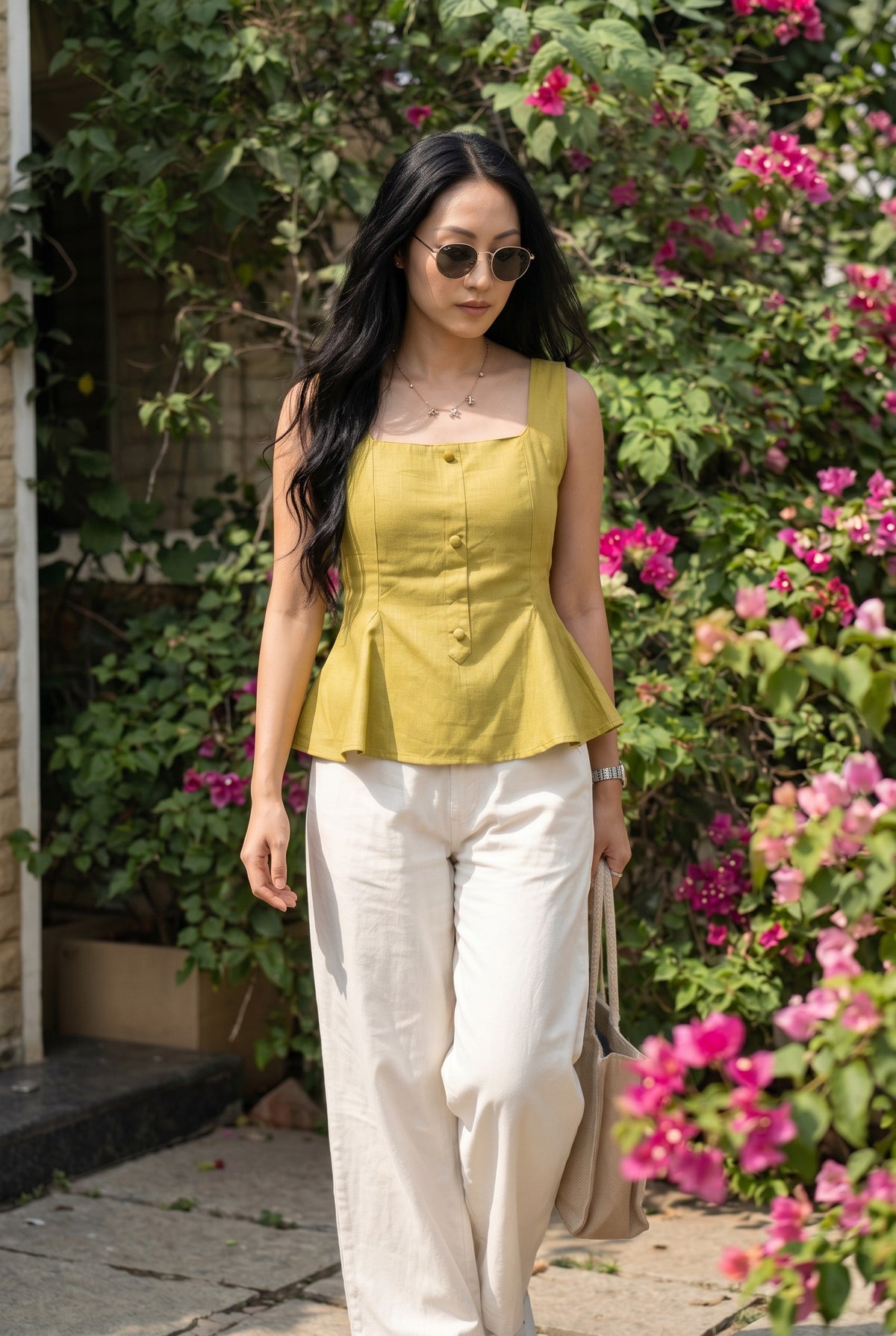 Bellini Peplum Top in Green