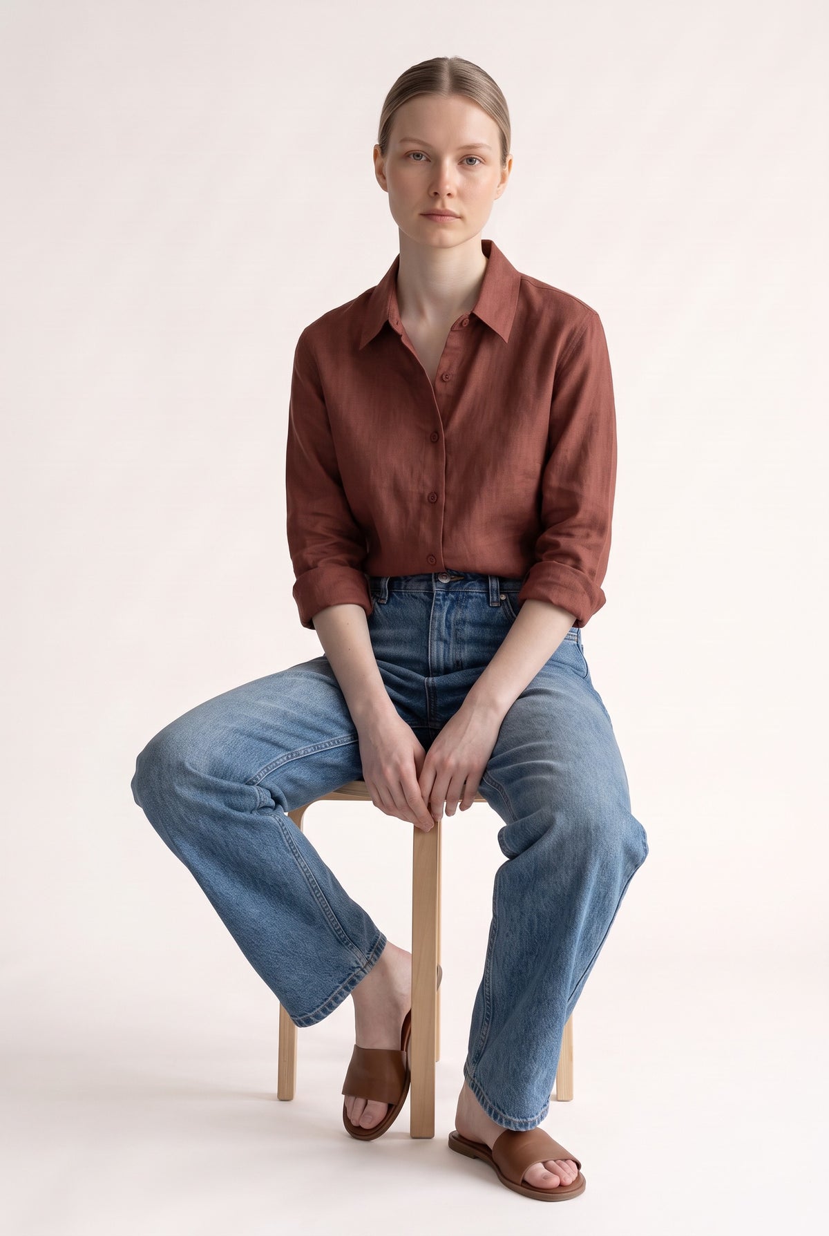 Tara Linen Shirt in Brown