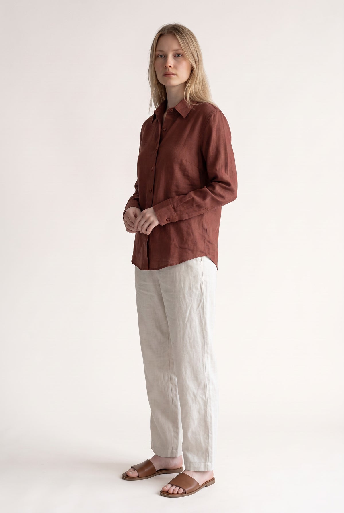 Tara Linen Shirt in Brown