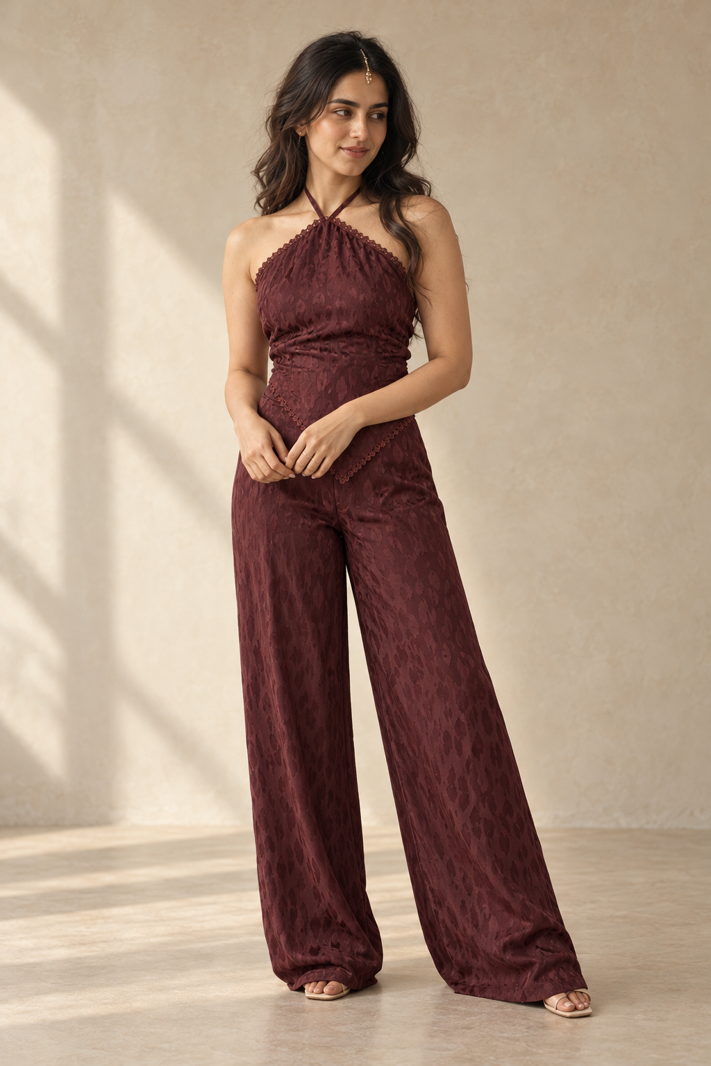 Leher Pants In Burgundy