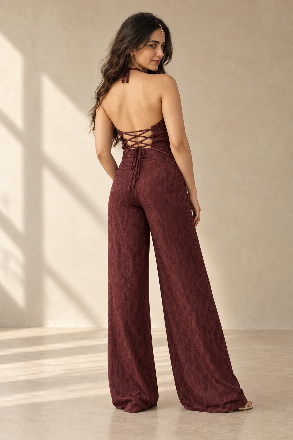 Leher Pants In Burgundy