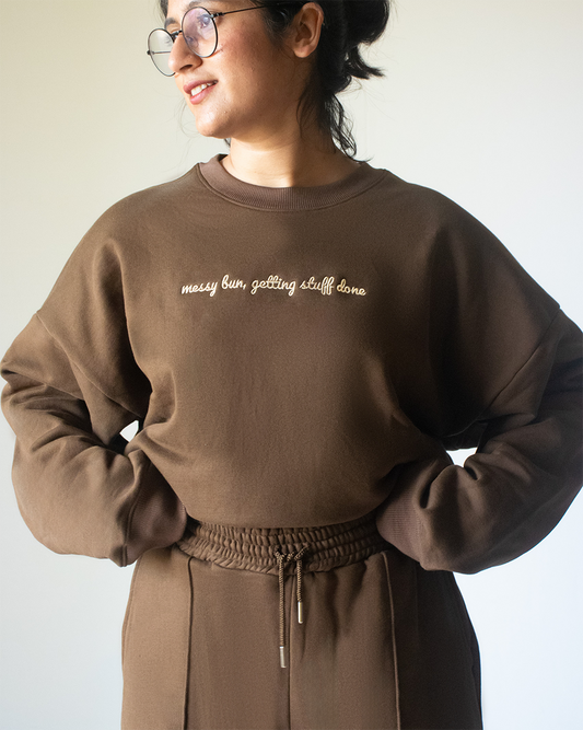 Oversized Sweatshirt In Coffee Brown