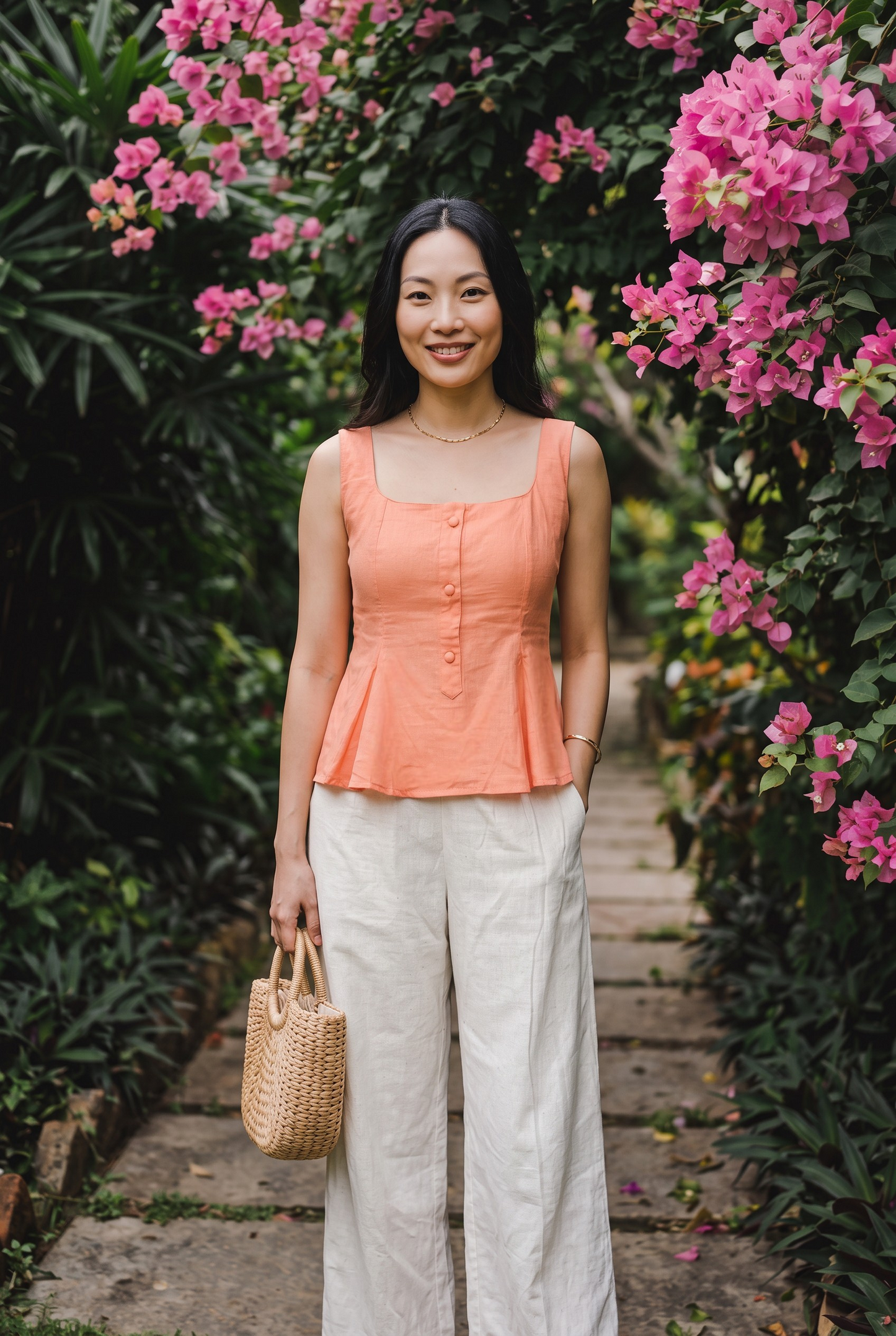Bellini Peplum Top in Peach