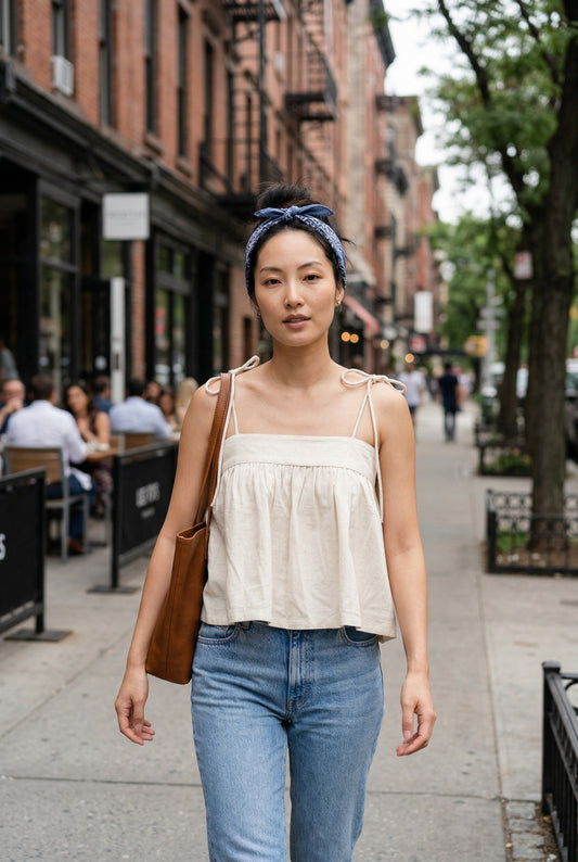 Buttermilk Noodle Strap Top