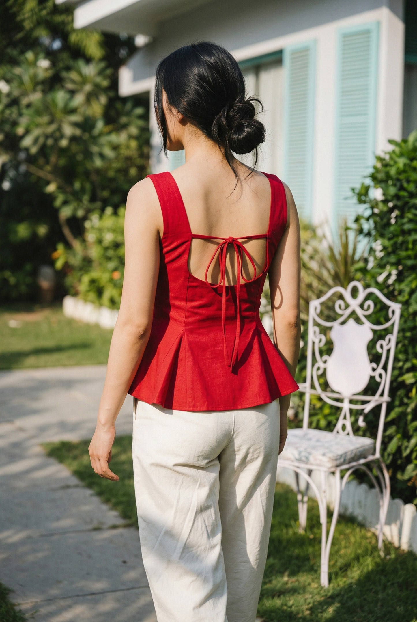 Bellini Peplum Top in Red