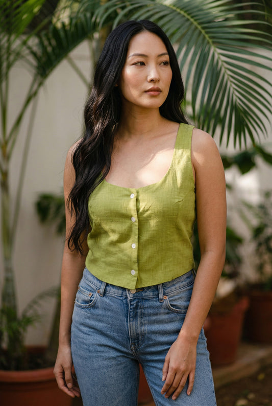 Matcha Whirl Scoop Neck Top