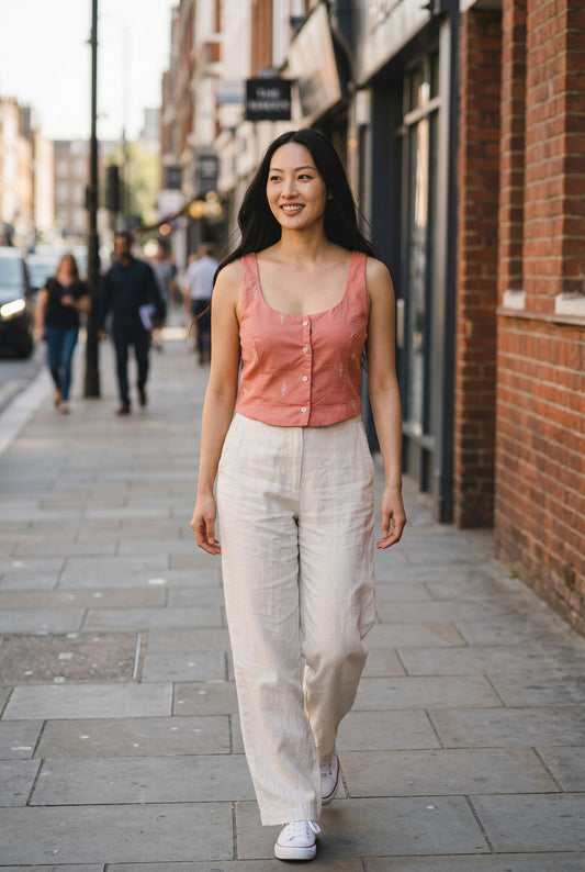 Peach Scoop Neck Top