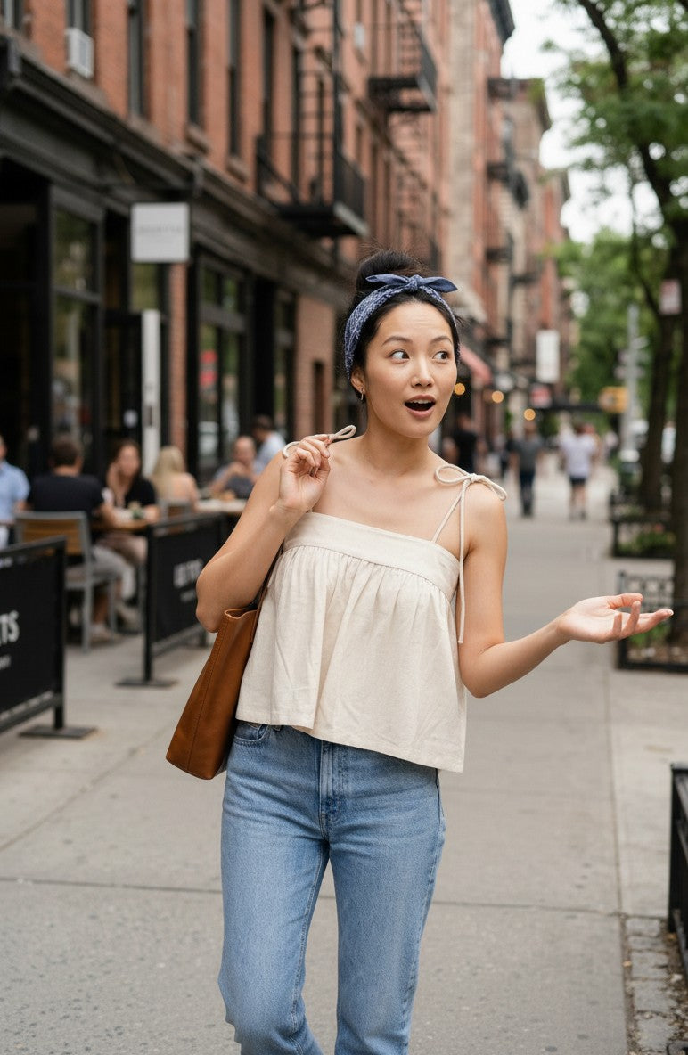 Buttermilk Noodle Strap Top