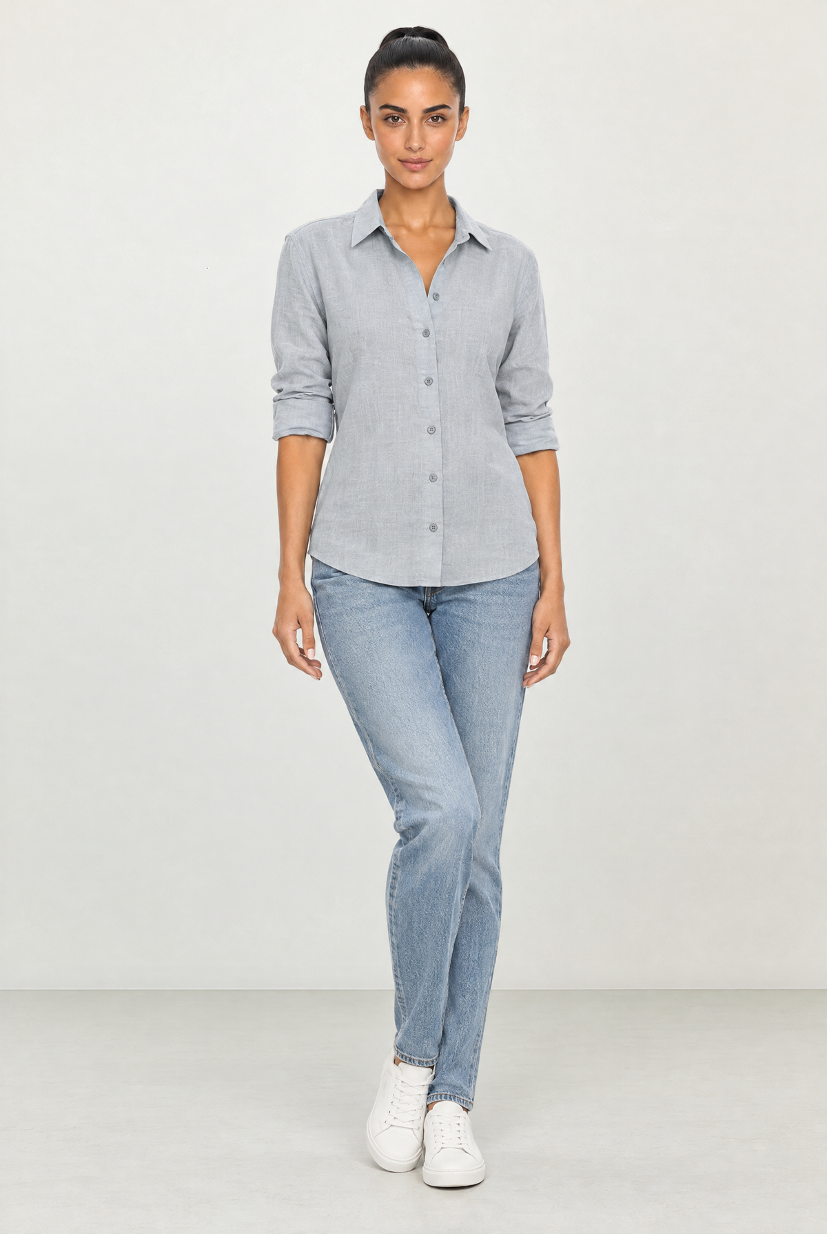 Tara Linen Shirt in Baby Blue