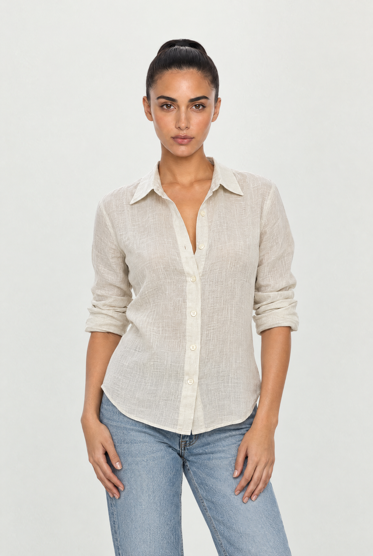 Tara Linen Shirt in Beige