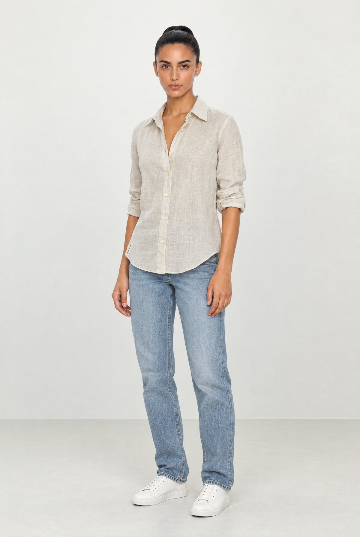 Tara Linen Shirt in Beige