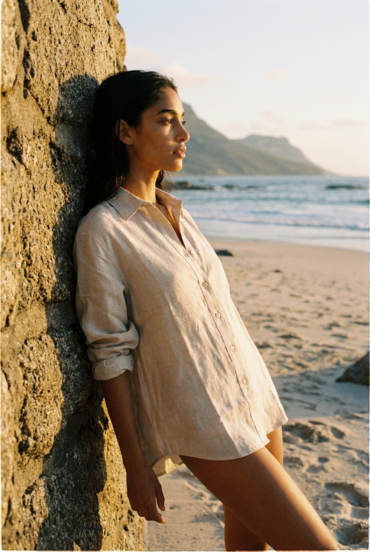 Tara Linen Shirt in Beige