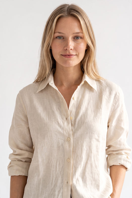 Tara Linen Shirt in Beige