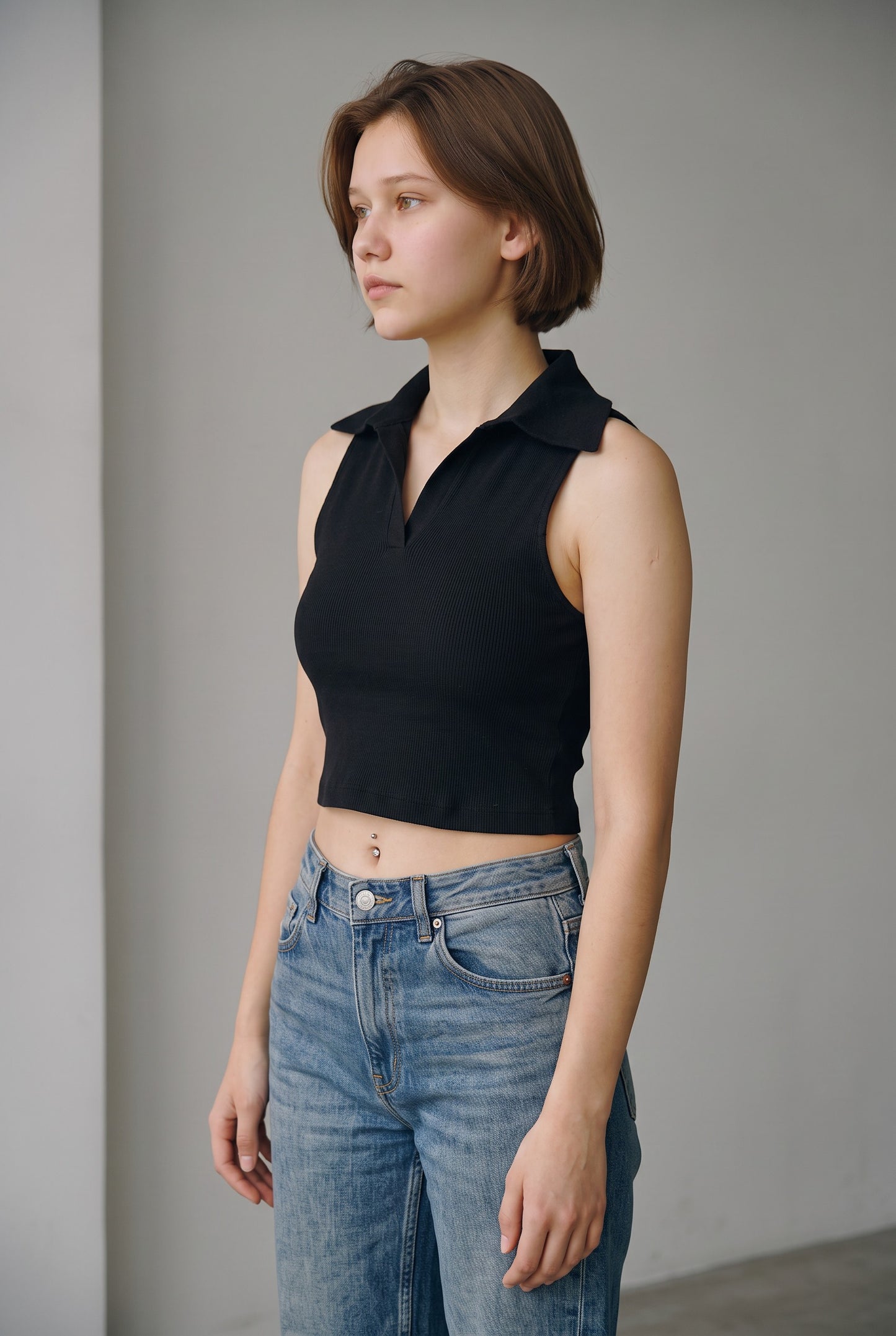 Collared Tank in Black