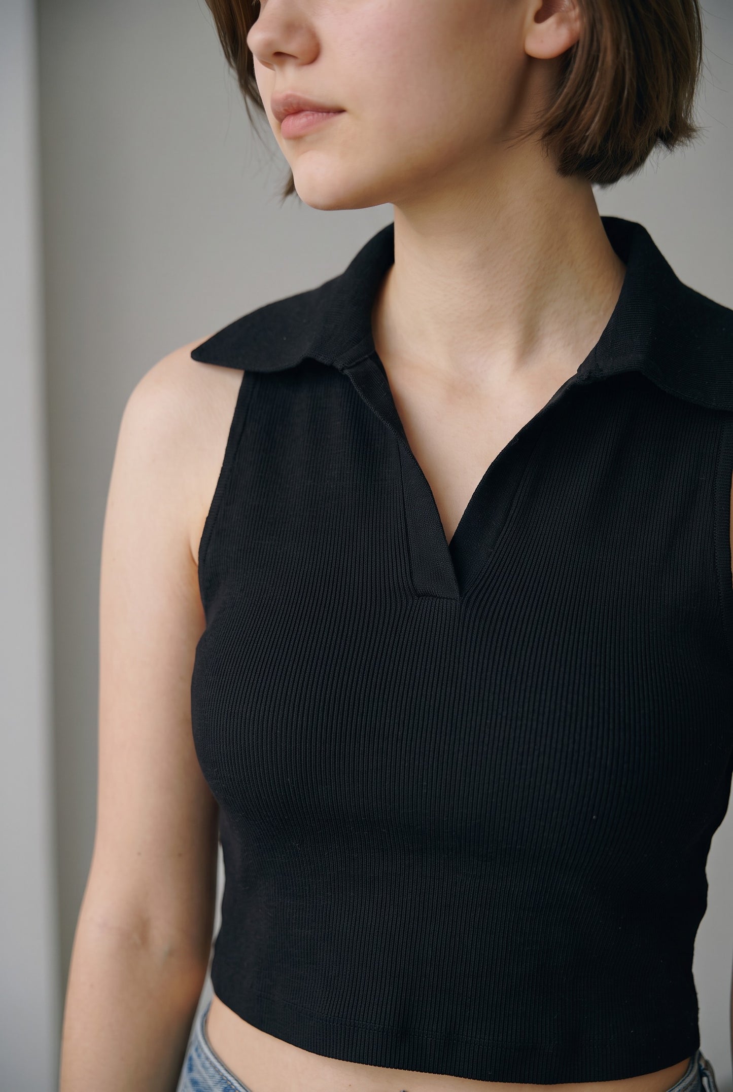 Collared Tank in Black