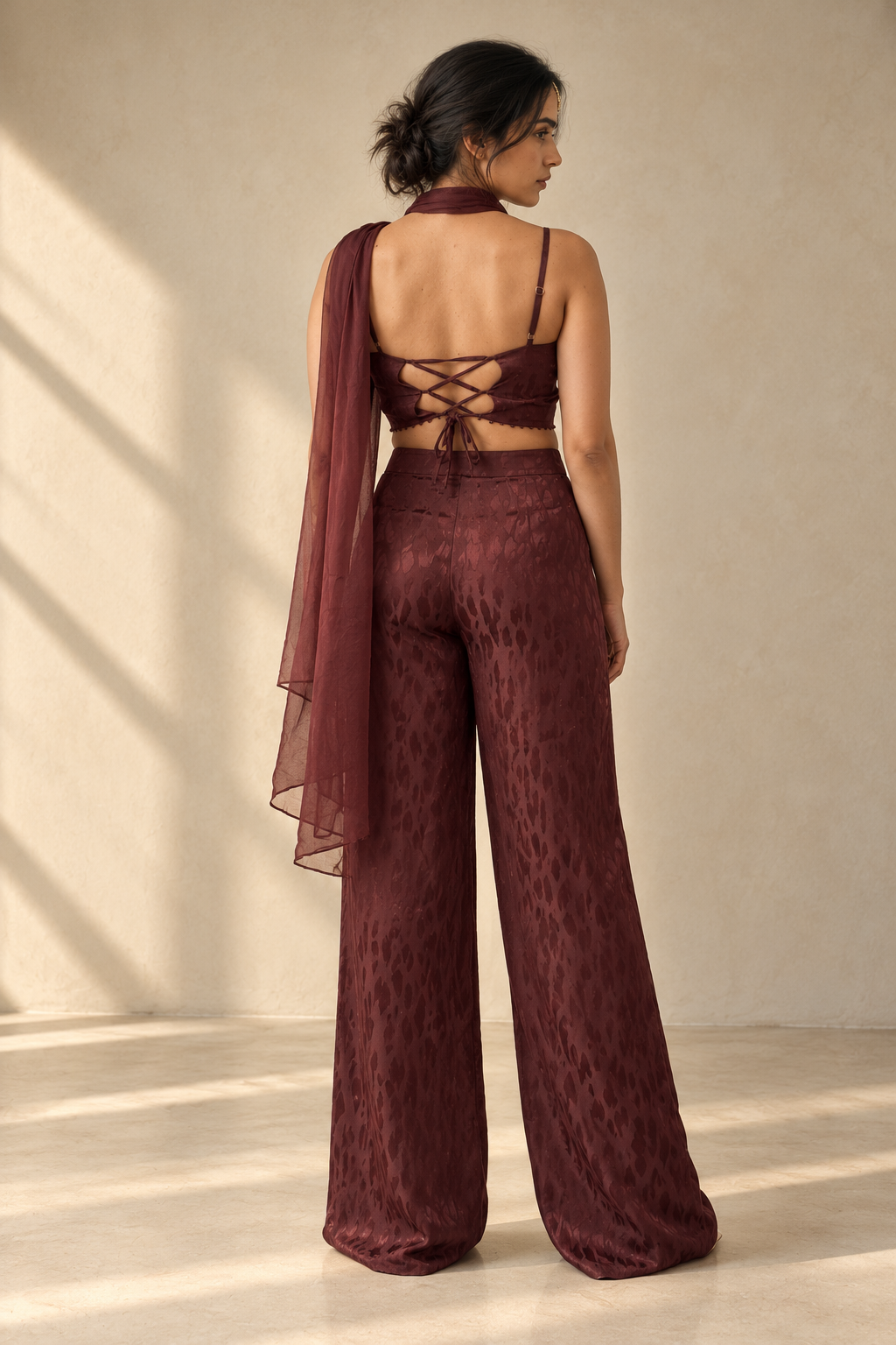 Leher Pants In Burgundy