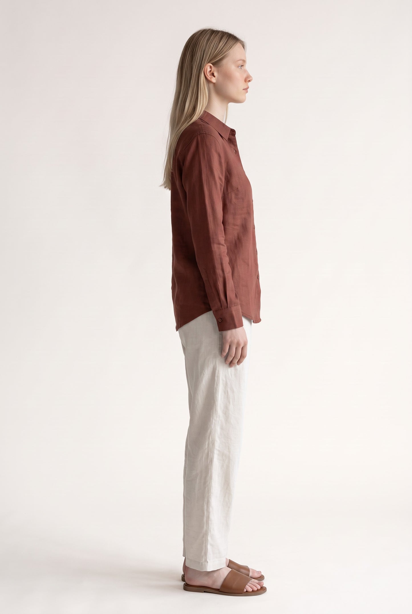 Tara Linen Shirt in Brown