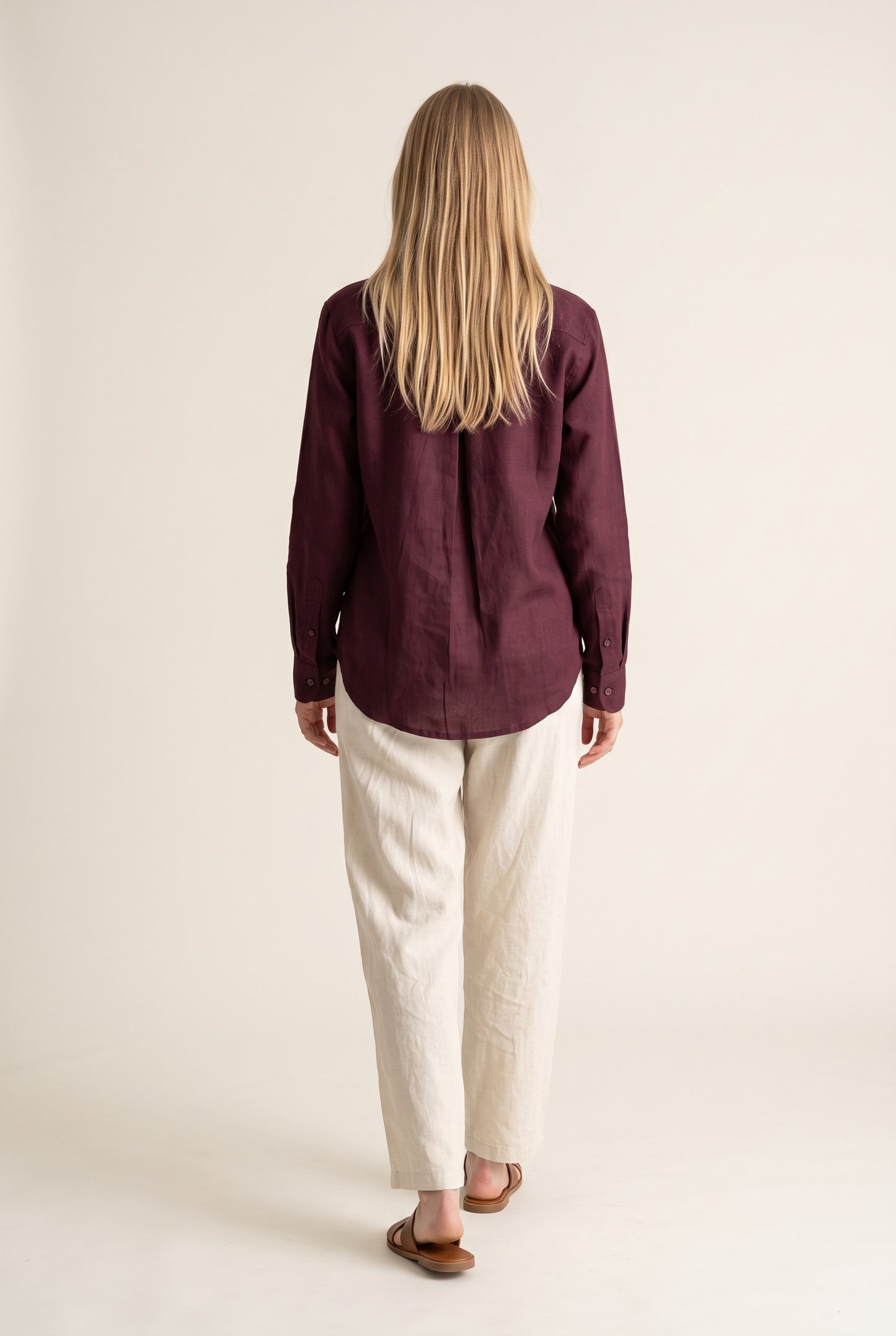 Tara Linen Shirt in Burgundy