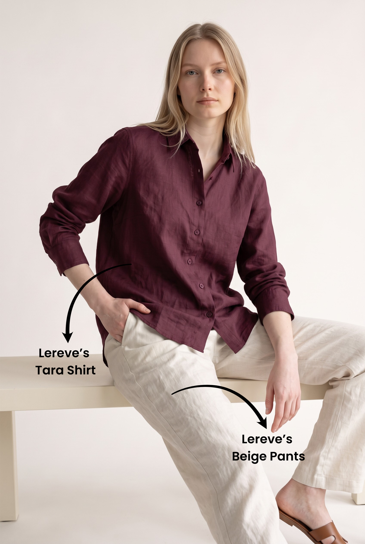 Tara Linen Shirt in Burgundy