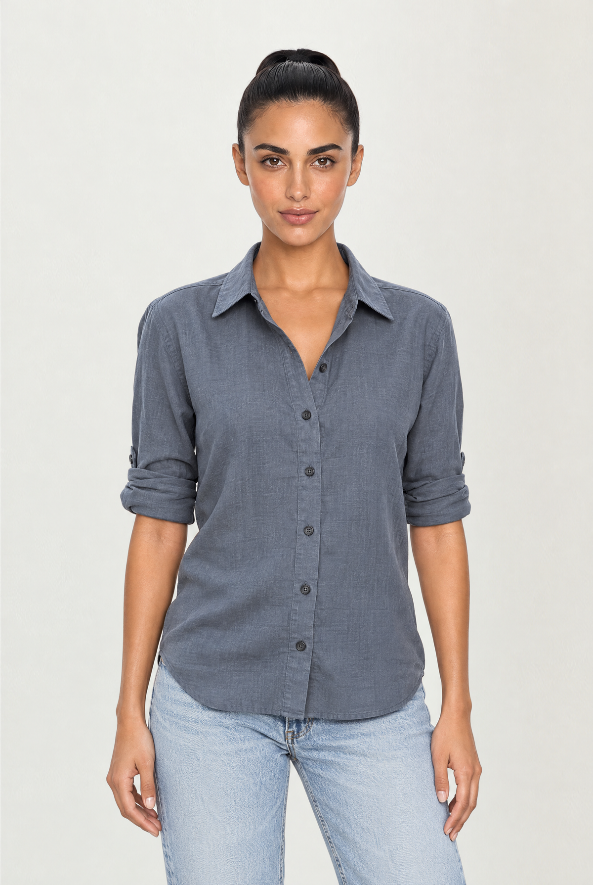 Tara Linen Shirt in Dark Blue