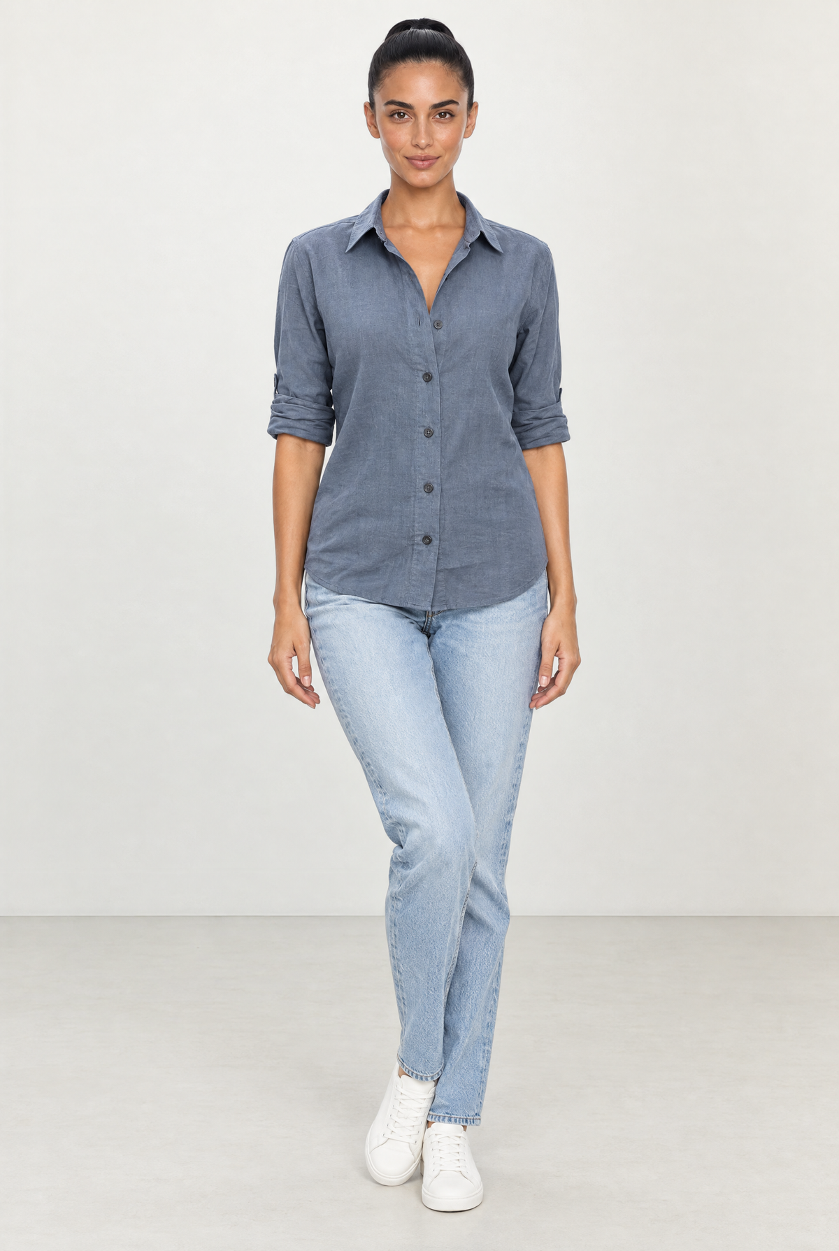 Tara Linen Shirt in Dark Blue