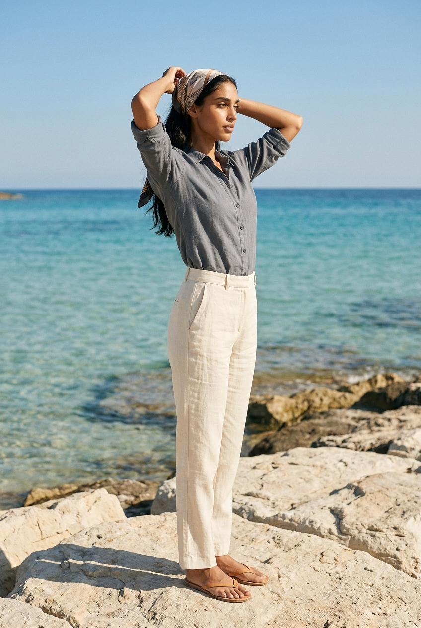 Tara Linen Shirt in Dark Blue