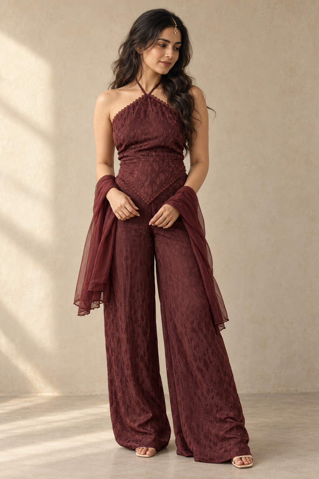 Chaand Scarf In Burgundy