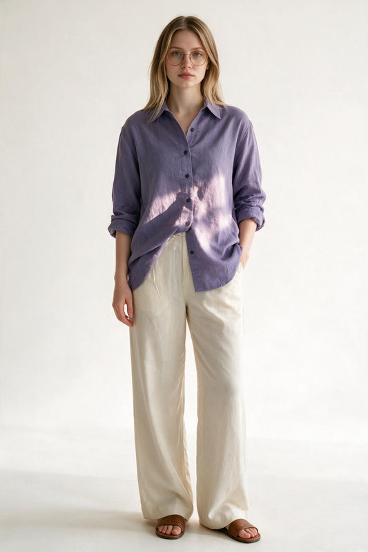 Tara Linen Shirt in Lavender