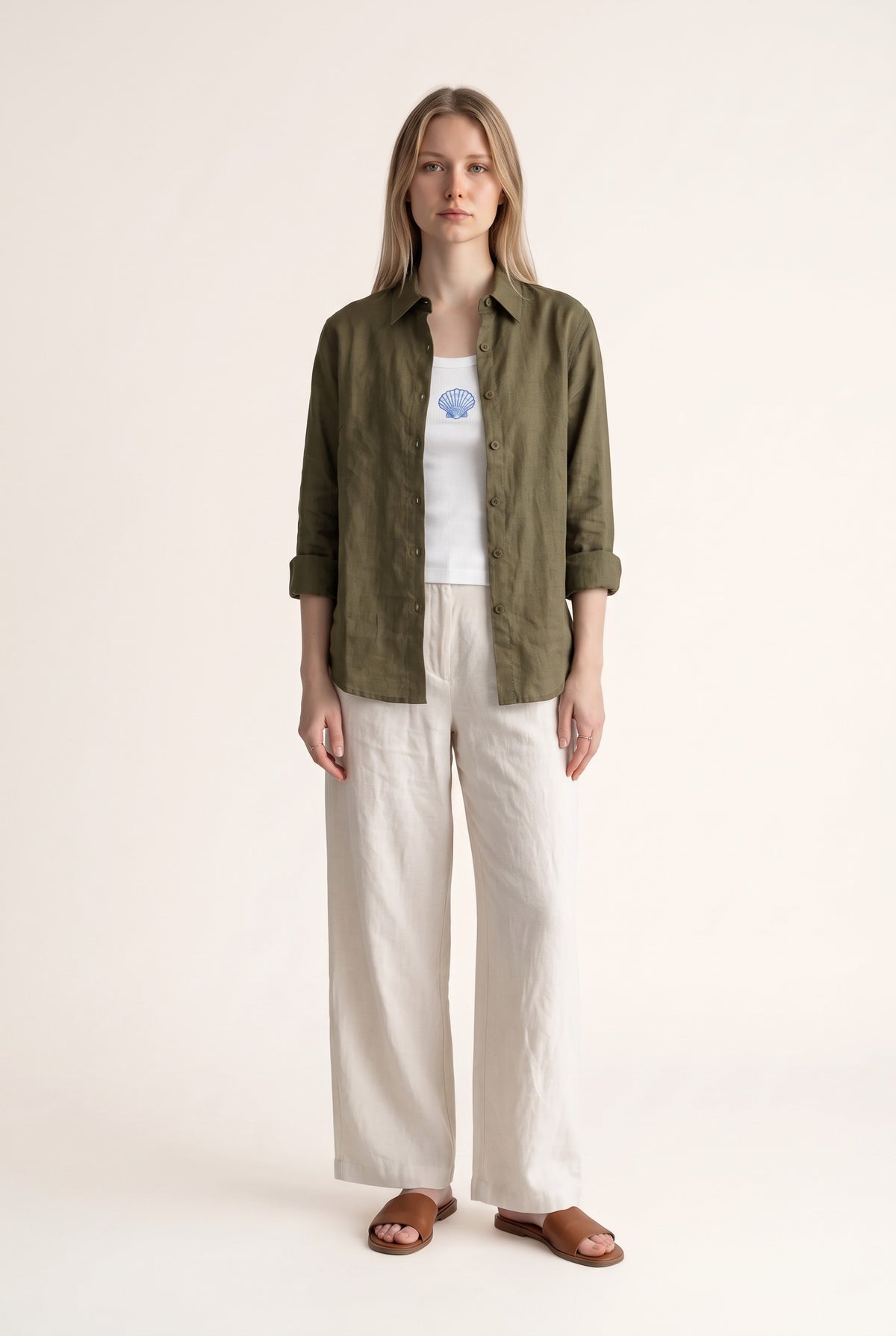Tara Linen Shirt in Green