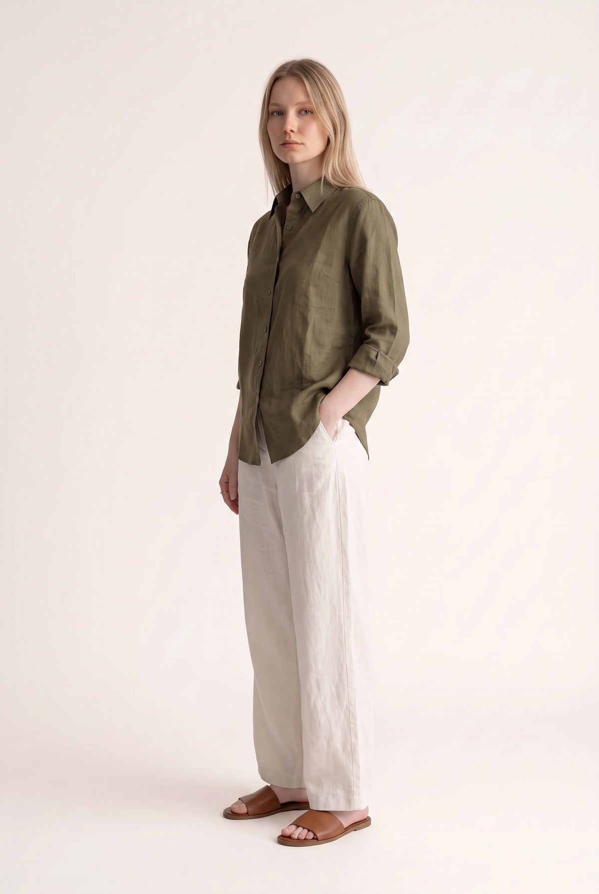 Tara Linen Shirt in Green