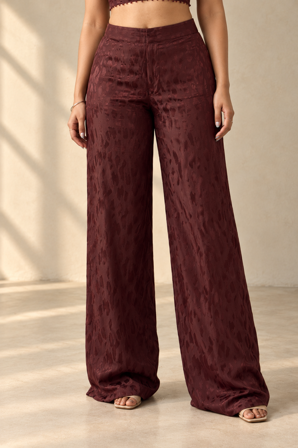Leher Pants In Burgundy