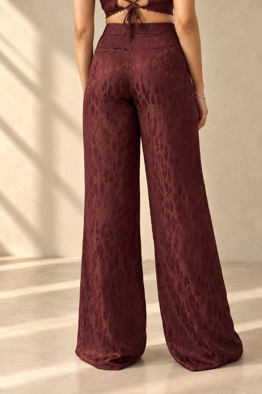 Leher Pants In Burgundy