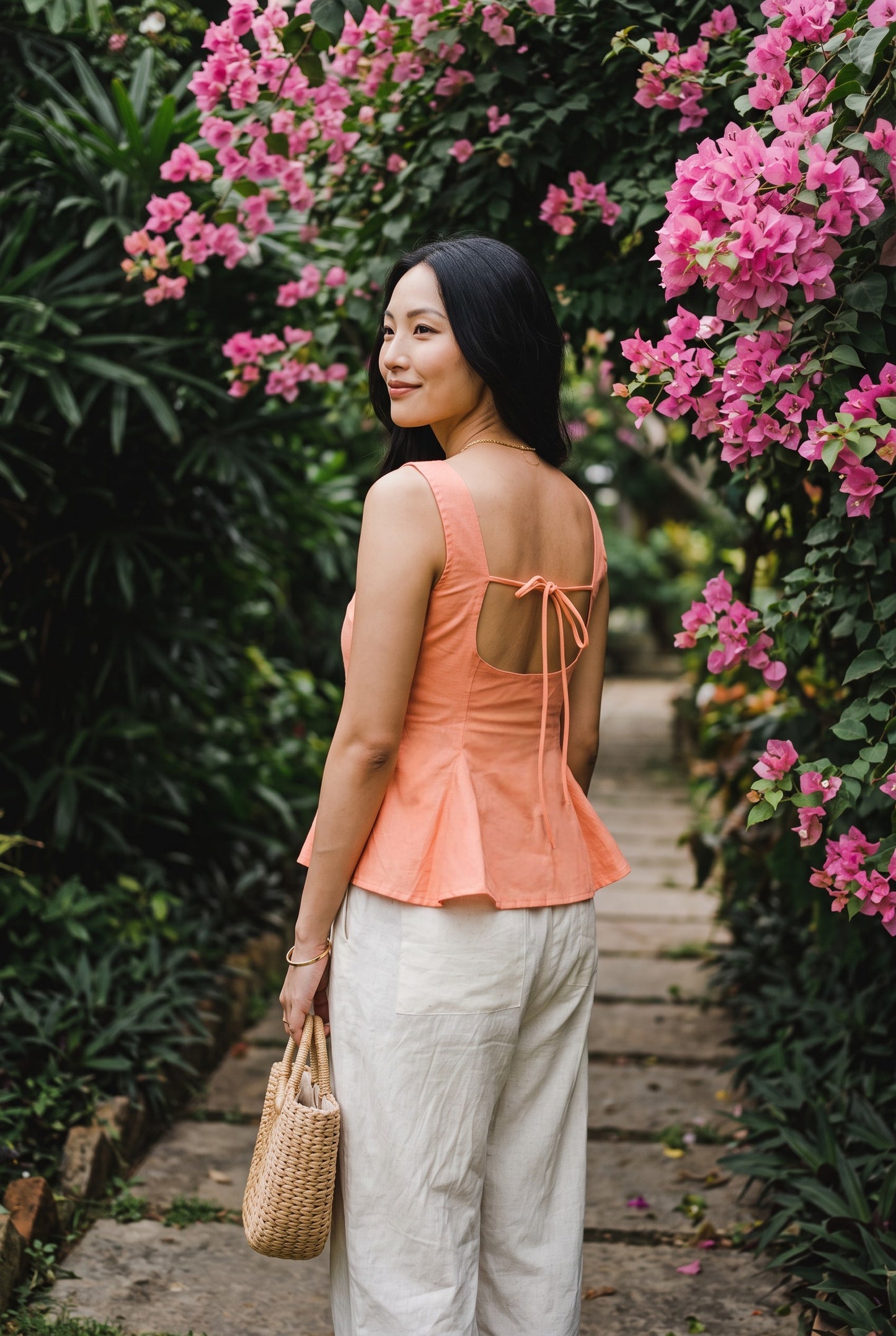 Bellini Peplum Top in Peach