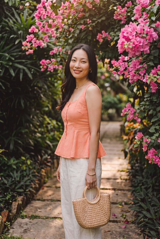 Bellini Peplum Top in Peach
