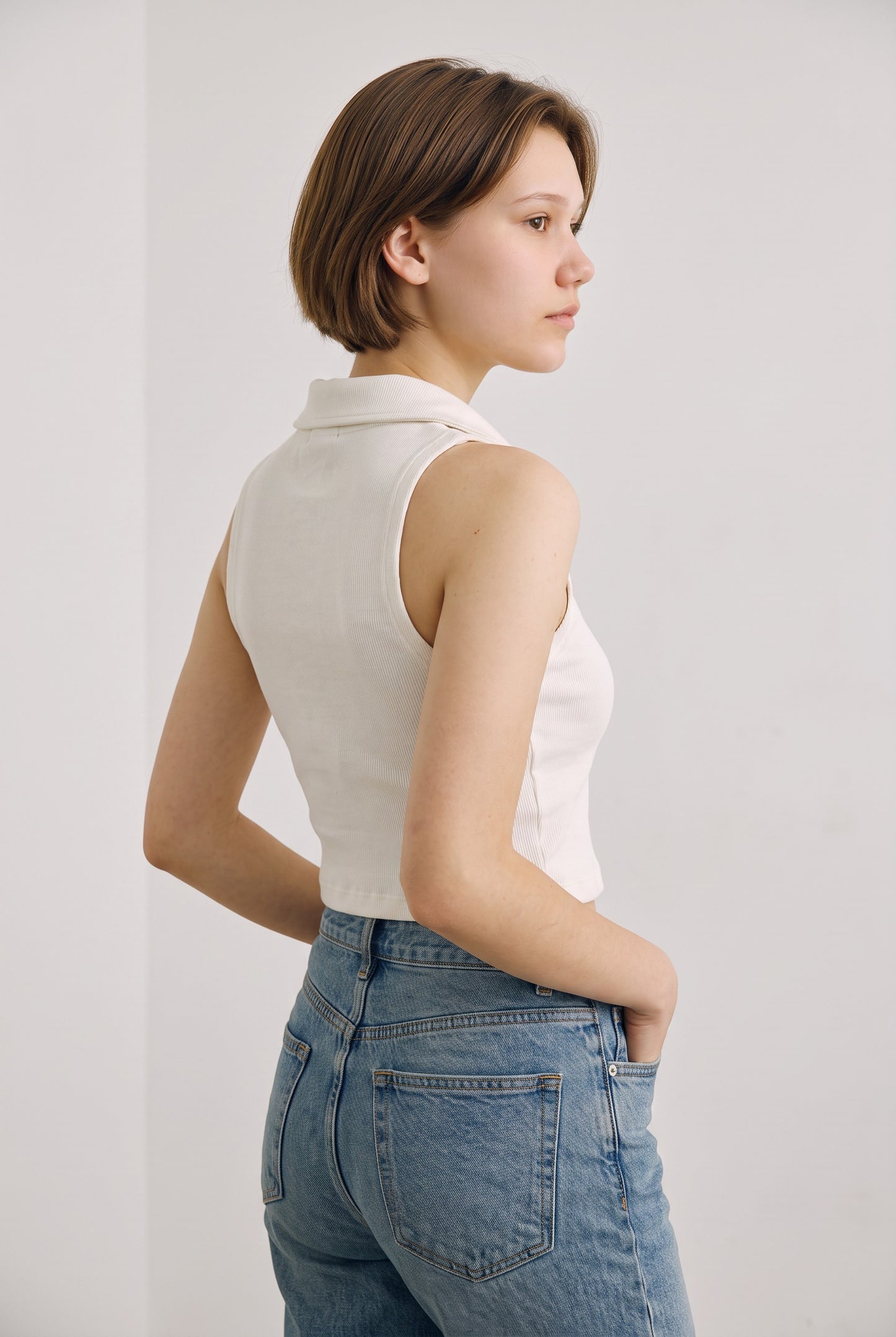 Collared Top in White