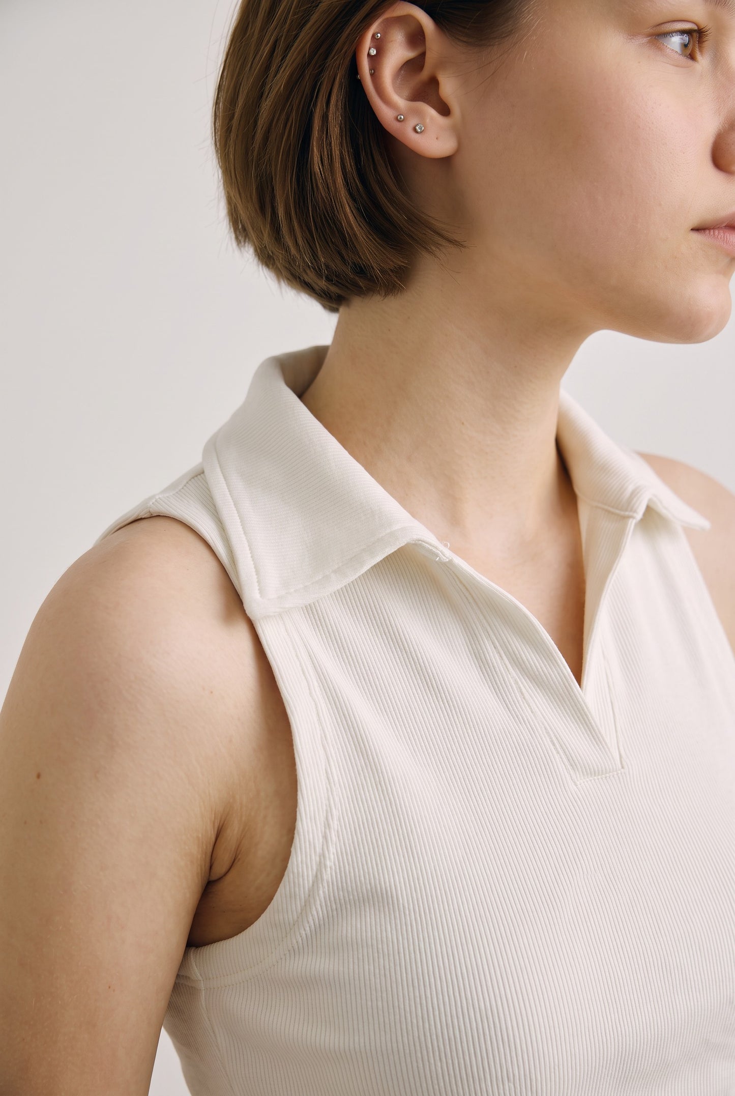 Collared Top in White