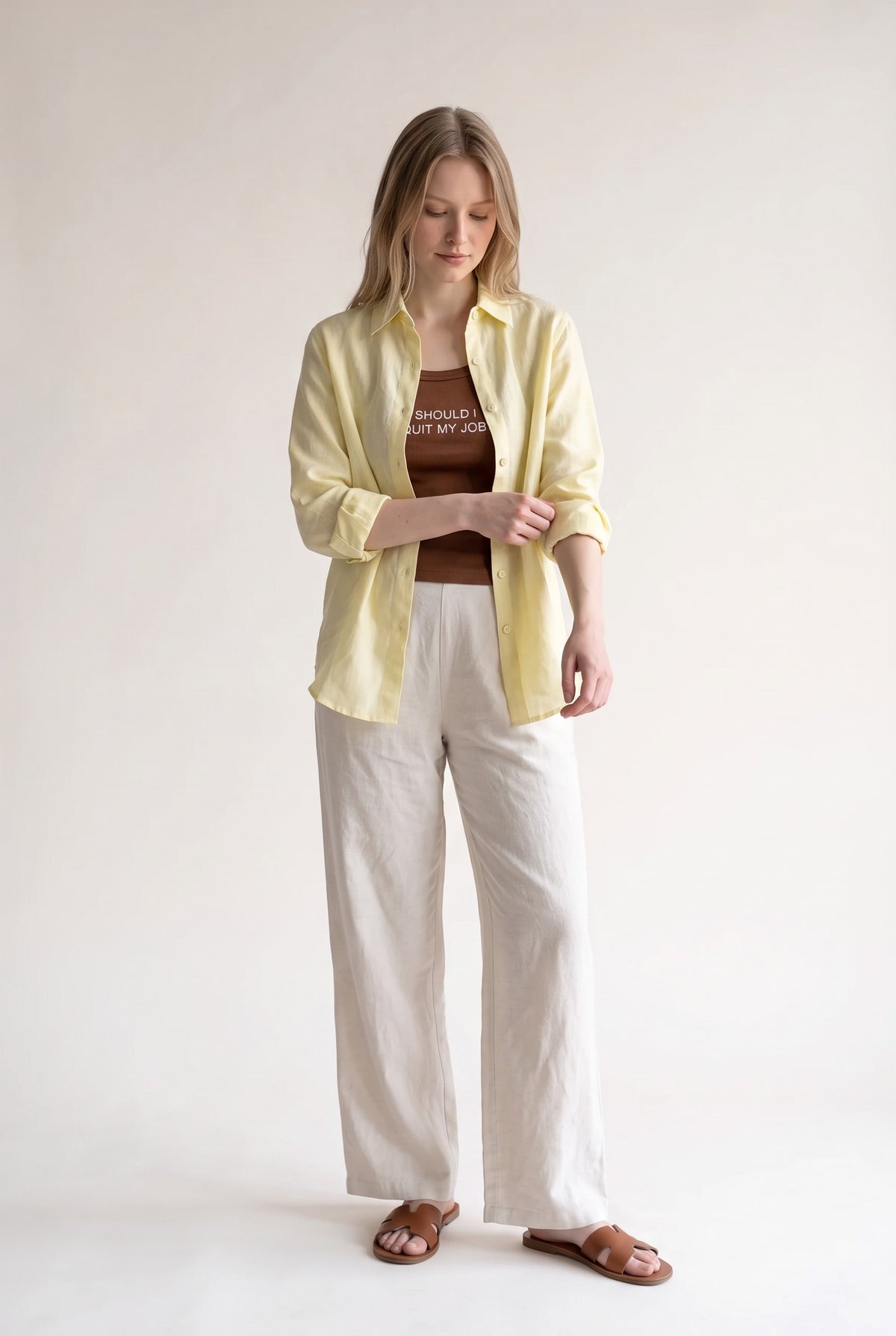 Tara Linen Shirt in Butter Yellow