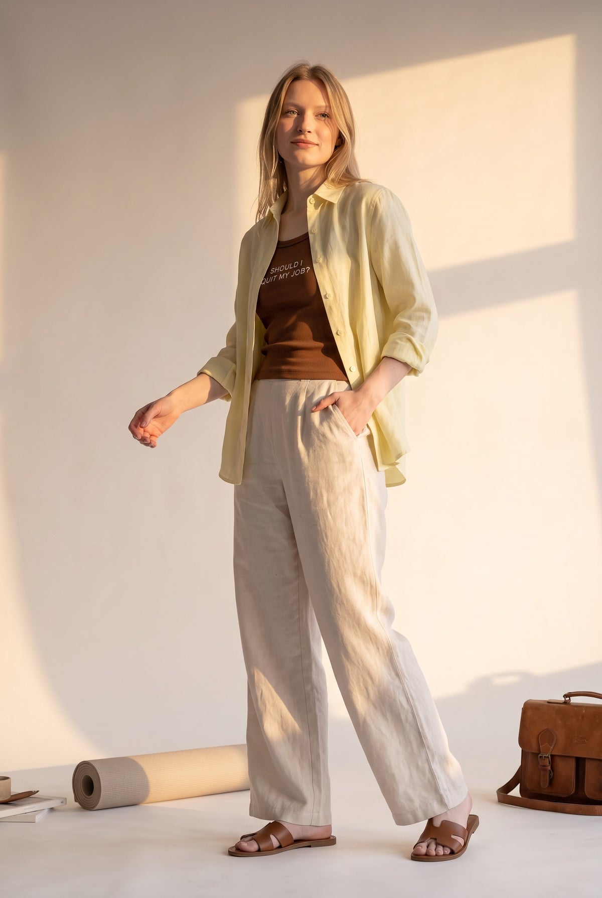Tara Linen Shirt in Butter Yellow