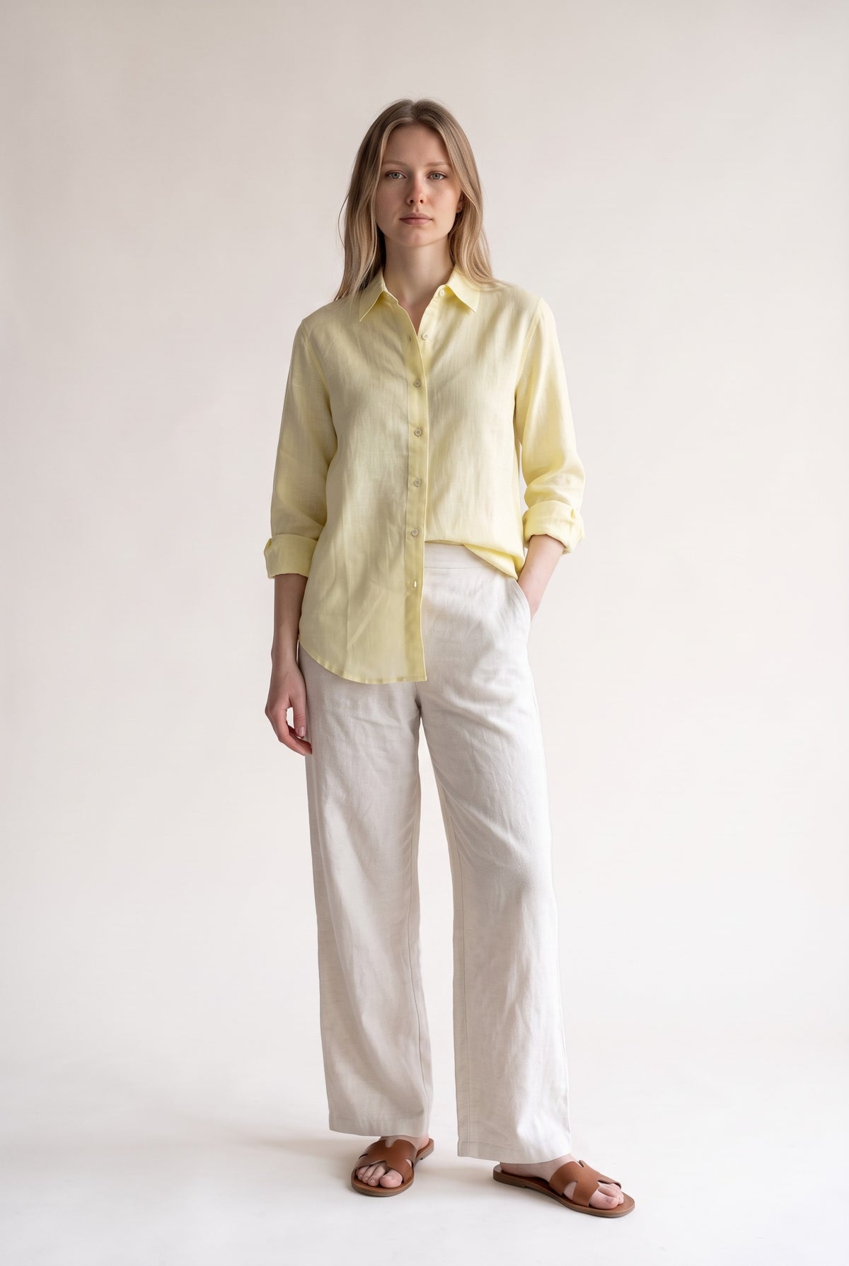Tara Linen Shirt in Butter Yellow